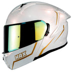 CASCO HAX OBSIDIAN ABATIBLE BLANCO y DORADO