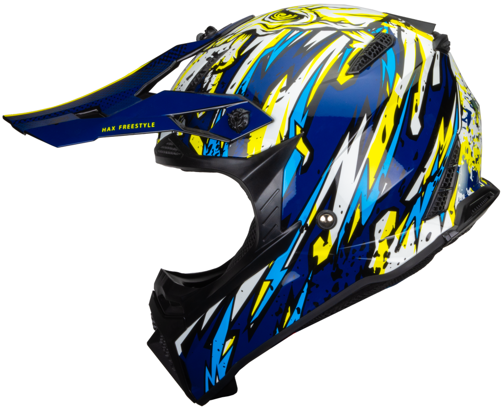 CASCO HAX OFFROAD FREESTYLE AZUL AMARILLO