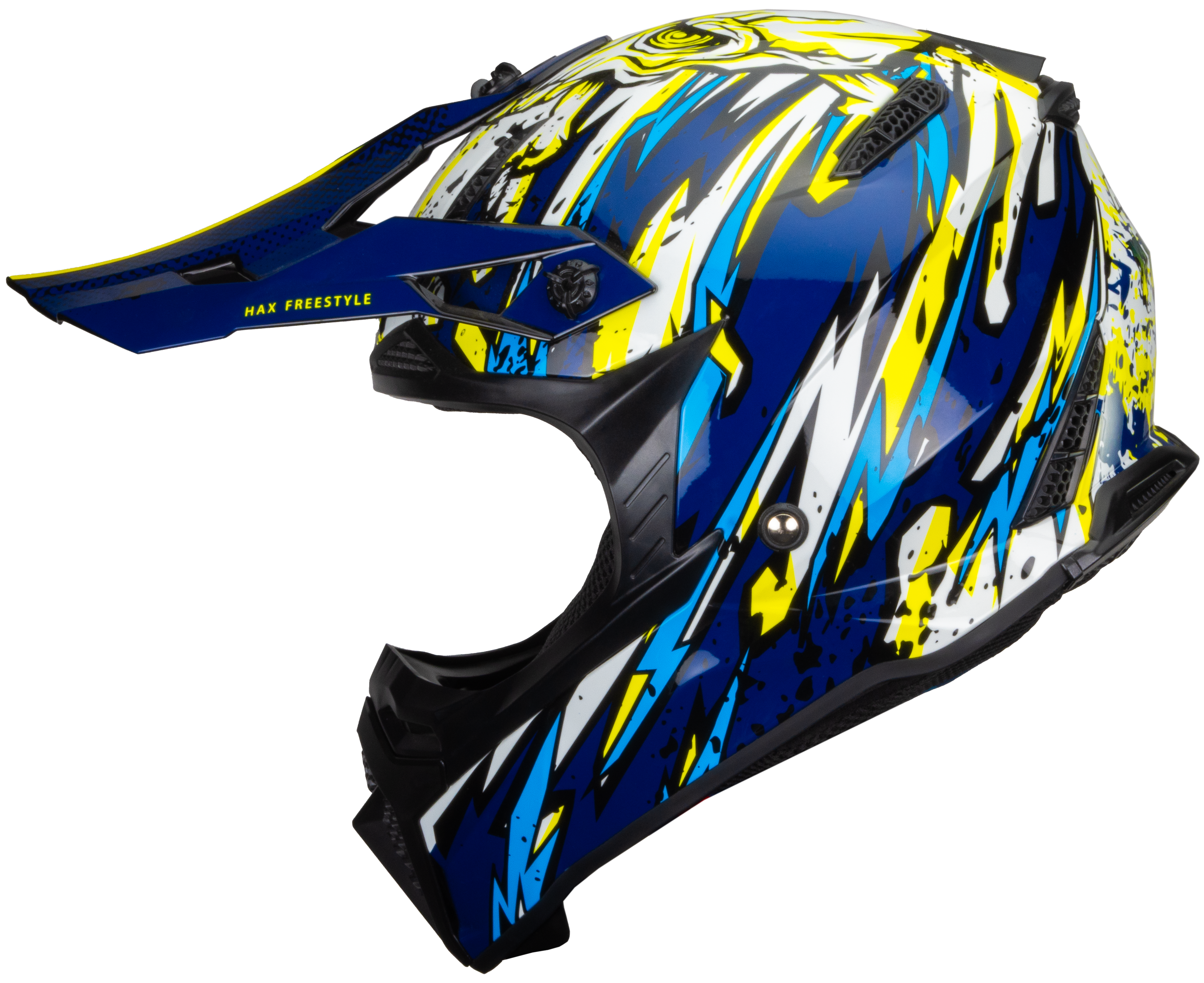 CASCO HAX OFFROAD FREESTYLE AZUL AMARILLO