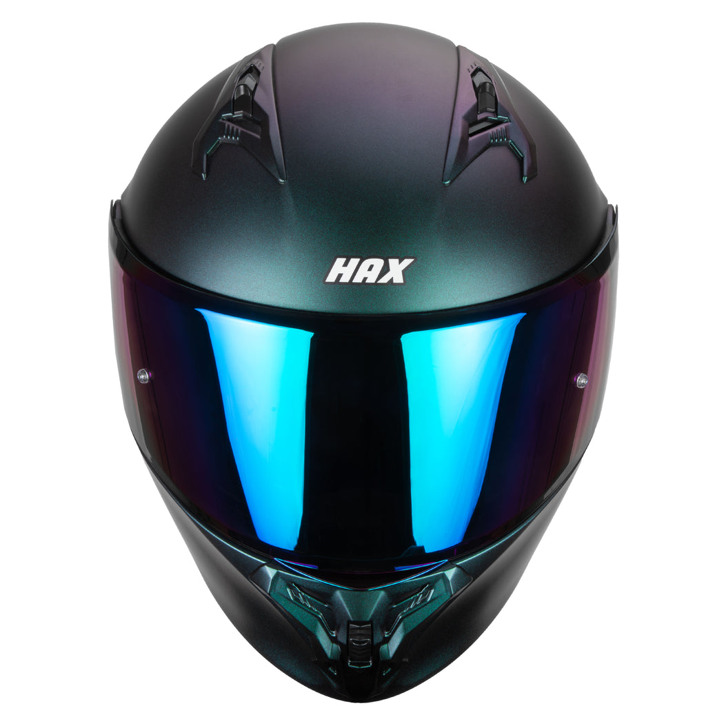 CASCO HAX OBSIDIAN ABATIBLE AURORA VERDE MATE
