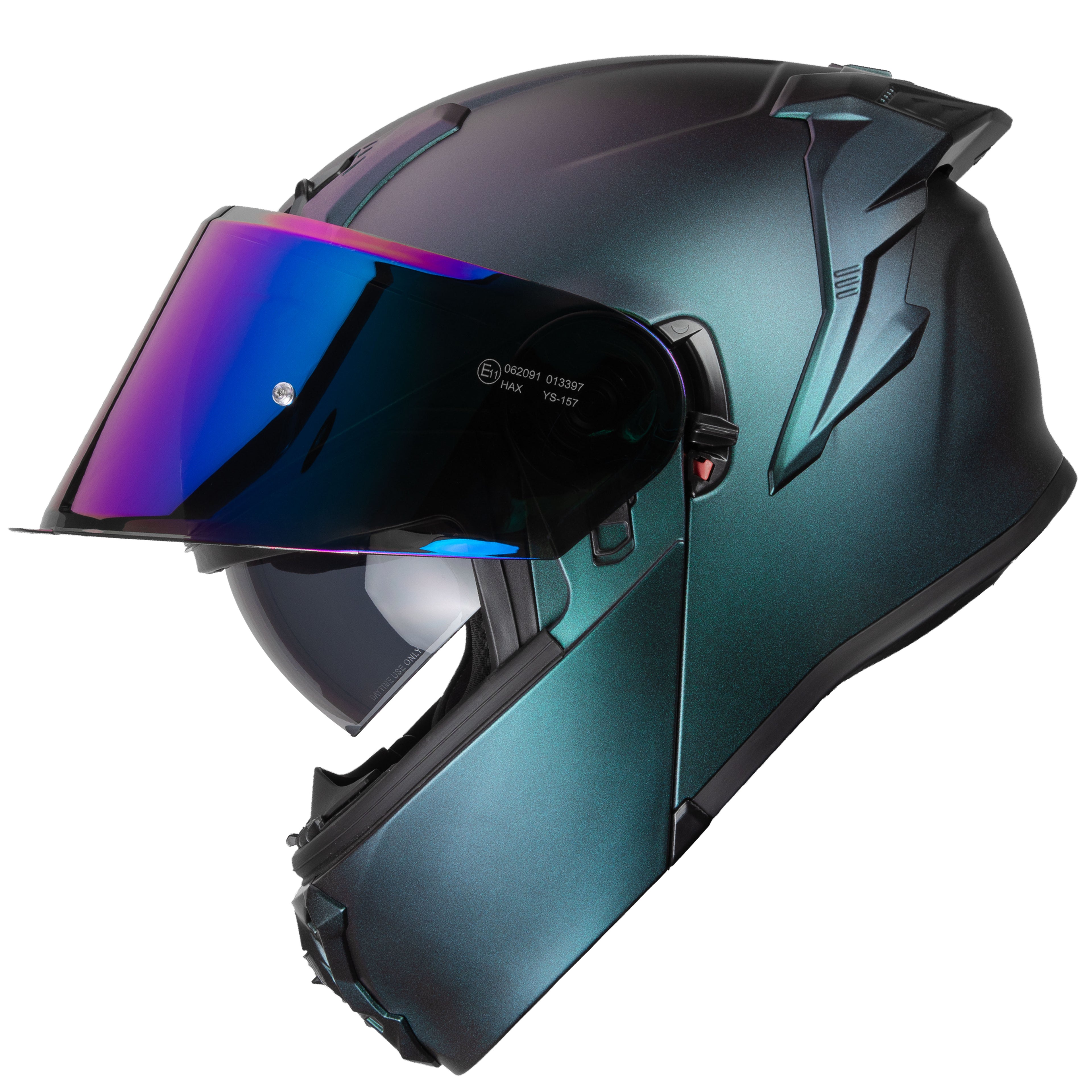 CASCO HAX OBSIDIAN ABATIBLE AURORA VERDE MATE