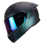 CASCO HAX OBSIDIAN ABATIBLE AURORA VERDE MATE