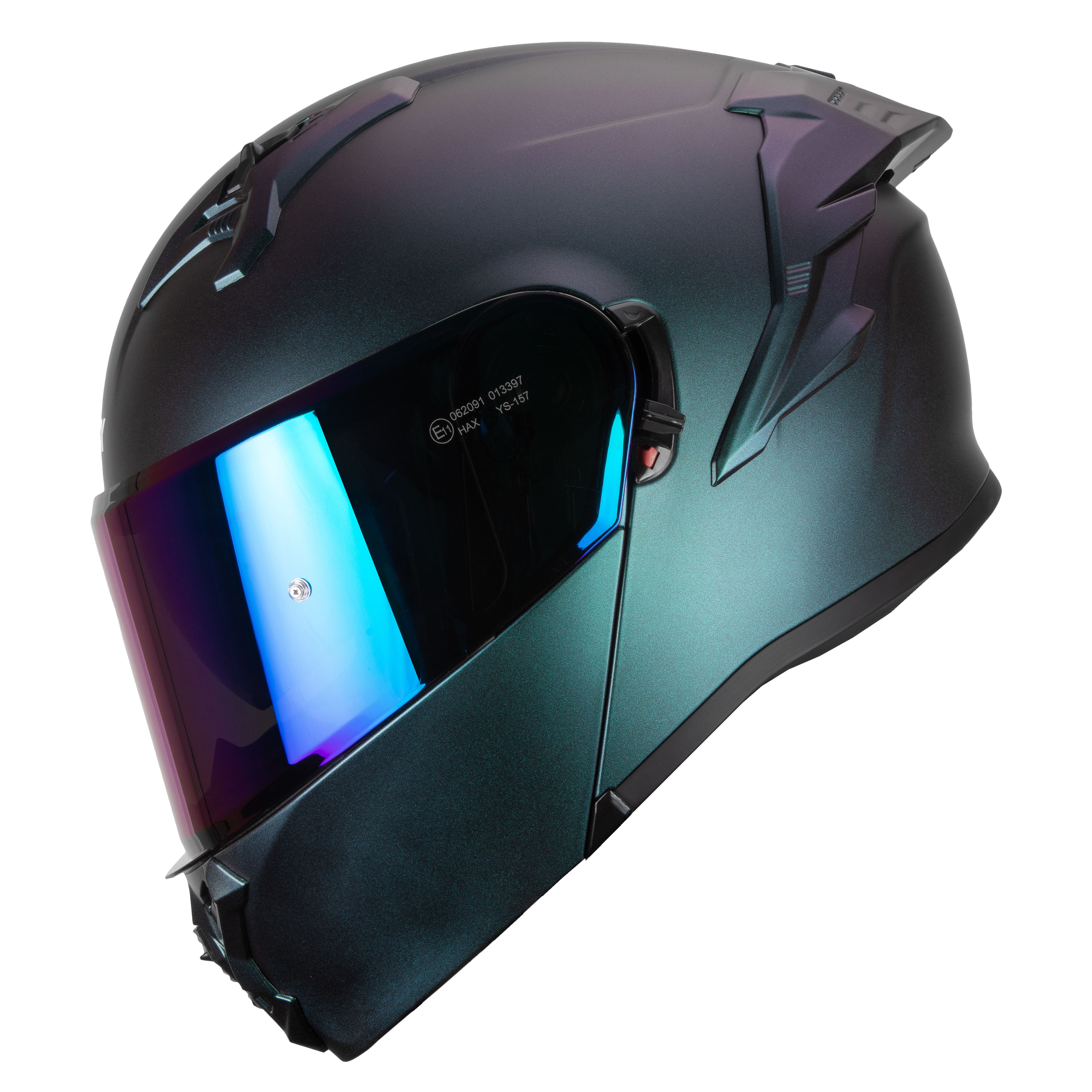 CASCO HAX OBSIDIAN ABATIBLE AURORA VERDE MATE