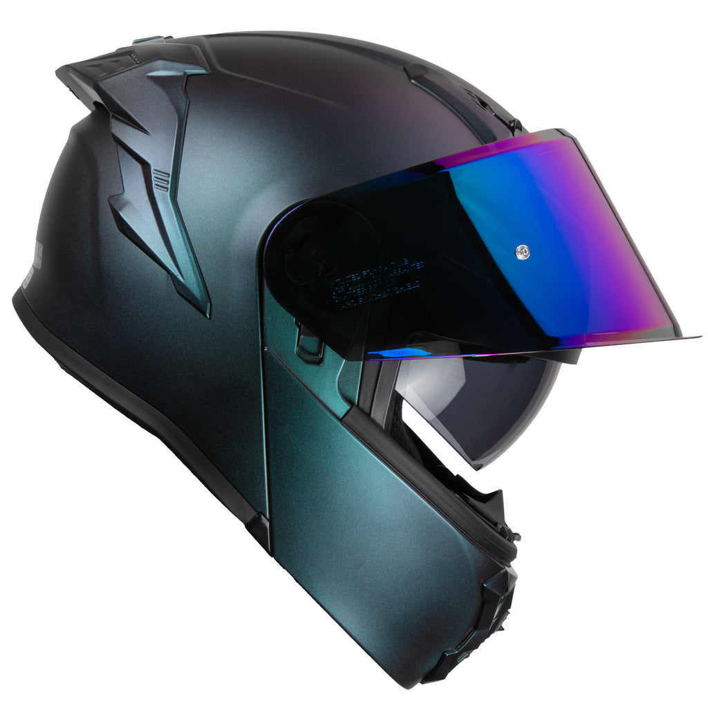 CASCO HAX OBSIDIAN ABATIBLE AURORA VERDE MATE